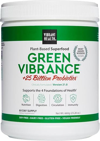 Green Vibrance: 65 Superfoods à Base de Plantas, 25 Bilhões de Probióticos, Fibra, Adaptógenos - Vibrant Health
