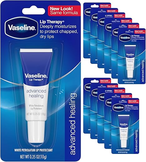 Lip Therapy Bálsamo Labial Tubo, Hidratante Avançado para Lábios Ressecados, 0,35g (Embalagem com 12 unidades) - Vaseline