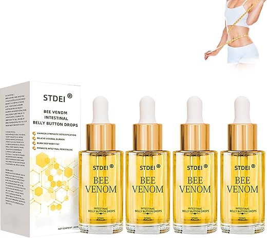dooeka - STDEI Bee Venom Detox Intestinal – Gotas para Umbigo – Extratos Naturais Puros – Todos os Gêneros e Idades (4 Frascos)
