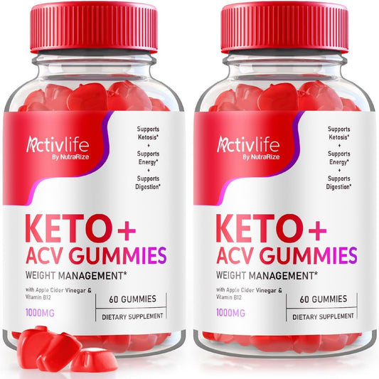 NutraRize - (2 Pacotes) Gomas ActivLife Keto ACV – Perda de Peso Avançada, Gomas ActivLife Keto, Gomas ActivLife Keto ACV, Perda de Peso com ACV Keto, Avançado
