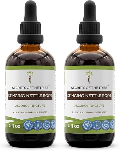 Secrets of the Tribe - Segredos da Tribo – Extrato Alcoólico de Raiz de Urtiga (Urtica Dioica) 2×120 ml, Raiz de Urtiga Seca 2×4 g