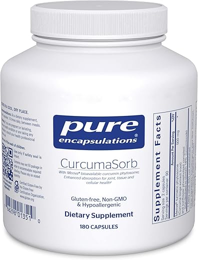 CurcumaSorb 180’s – Meriva Curcumin Phytosome – Suporte para Articulações – Livre de Glúten - Pure Encapsulations