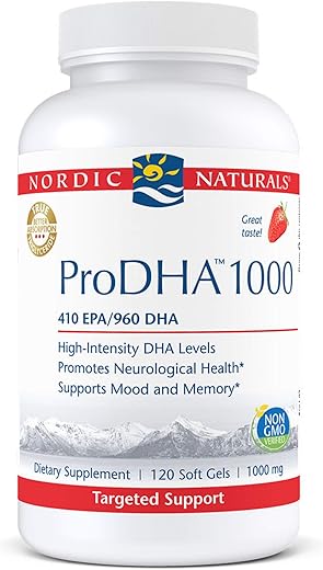 ProDHA 1000 Morango – 120 Cápsulas – 1660 mg Ômega-3 – Fórmula de DHA de Alta Intensidade para Saúde Neurológica, Humor - Nordic Naturals