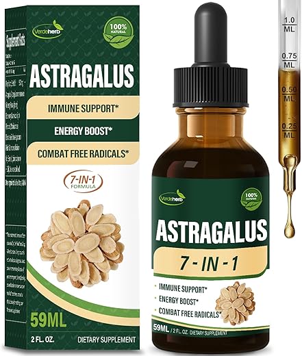 Verdeherb - Astragalus Liquid Drops – Suplemento Herbal 7-em-1 Premium para Suporte Imunológico e Energia, 60ml