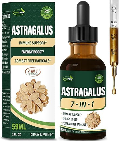 Verdeherb - Astragalus Liquid Drops – Suplemento Herbal 7-em-1 Premium para Suporte Imunológico e Energia, 60ml