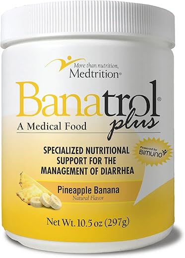 Banatrol Natural Anti-Diarréico com Prebióticos, Alívio para SII e Diarreia Recorrente, Alimento Clinicamente Comprovado, Não Causa Constipação, 28 Porções (Abacaxi) - Medtrition