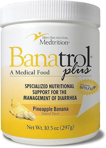 Banatrol Natural Anti-Diarréico com Prebióticos, Alívio para SII e Diarreia Recorrente, Alimento Clinicamente Comprovado, Não Causa Constipação, 28 Porções (Abacaxi) - Medtrition
