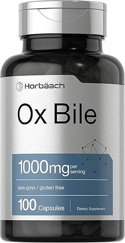 Ox Bile 1000 mg 100 Cápsulas | Suplemento Enzimático Digestivo | Não-OGM | Horbäach Ox Bile 1000 mg 100 Cápsulas | Enzimas Digestivas | Não-OGM - Horbäach