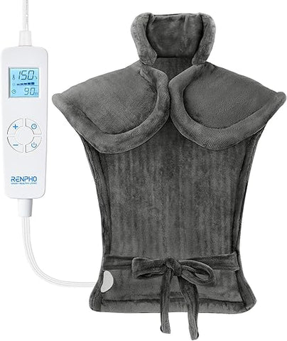 Almofada Térmica para Alívio de Dor nas Costas, Presentes de Aniversário para Mulheres Homens Mãe Pai, Elegível para FSA HSA, Almofada Térmica Elétrica para Pescoço e Ombros, Desligamento Automático, Certificado ETL, Extra - RENPHO