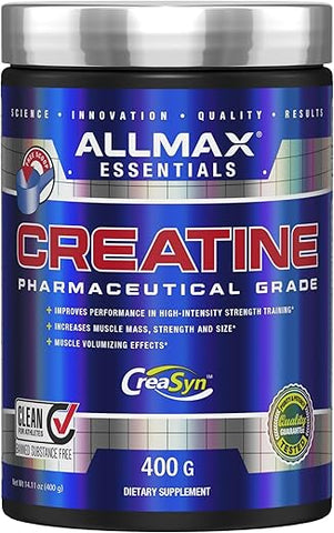Creatina Monohidratada, Pó de Creatina Micronizada para Força e Recuperação Muscular, Livre de Glúten, 100% Pura e Potente - ALLMAX Nutrition