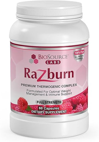 BioSource Labs - Razburn – Pílulas Termogênicas Premium com Ingredientes Premium, Cafeína, 60g