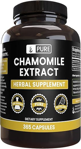 PURE ORIGINAL INGREDIENTS - Extrato de Camomila Pura Original (365 Cápsulas) – Sem Preenchedores de Magnésio ou Arroz, Sempre Puro, Verificado em Laboratório | Ingredientes Naturais