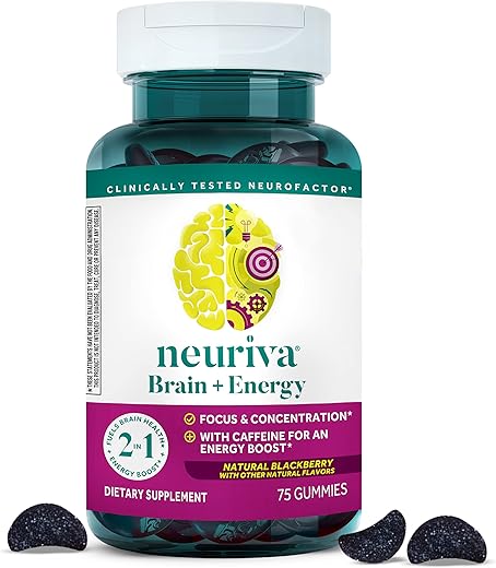 Gummies Energéticos para o Cérebro, Suplemento Nootrópico para Foco e Concentração com Neurofactor, Vitamina B12 - NEURIVA