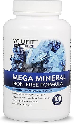 YouFit Nutrition - Youfit Nutrition | Mega Minerals – Fórmula Premium com 72 Minerais Traços | Suporte à Saúde Imunológica | Livre de Ferro | Tudo em Um | 1000mg Cálcio | Fonte de Minerais | 1000g