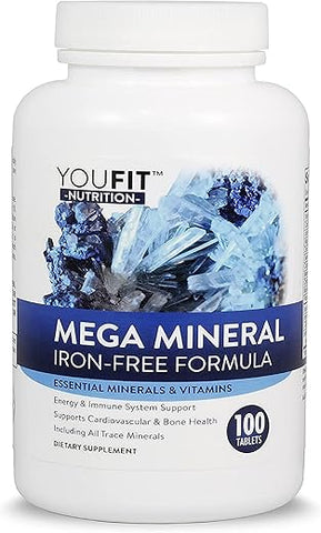 YouFit Nutrition - Youfit Nutrition | Mega Minerals – Fórmula Premium com 72 Minerais Traços | Suporte à Saúde Imunológica | Livre de Ferro | Tudo em Um | 1000mg Cálcio | Fonte de Minerais | 1000g