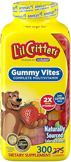 L'il Critters Gummy Vites - Gummy Vites – Multivitamínico Infantil em Gomas Mastigáveis, Urso Gummy, 300 Unidades