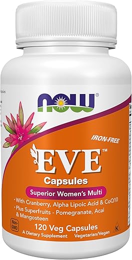 Suplementos, Eve™ Multivitamínico Feminino com Cranberry, Ácido Alfa Lipóico e CoQ10, além de Superfrutas – Romã, Açaí - NOW Foods
