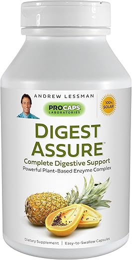 Digest Assure 180 Cápsulas – Blend Completo de Poderosas Enzimas Naturais para Apoiar e Melhorar a Saúde Digestiva, Enzimas de Origem Vegetariana, Fácil de Ingerir - ANDREW LESSMAN