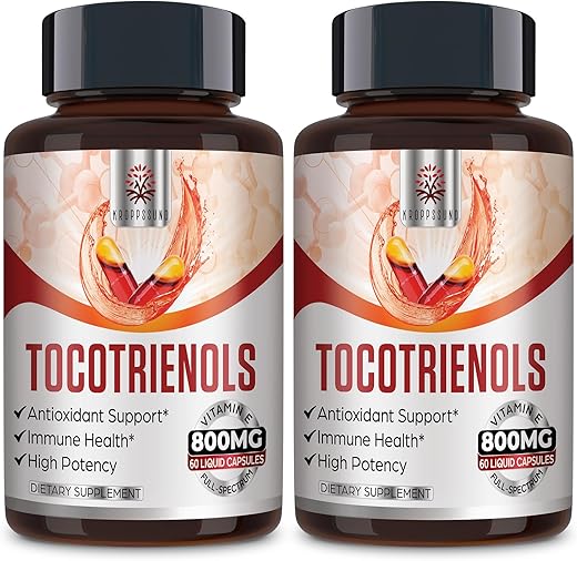 Kroppssund - Tocotrienol Full Spectrum – Tecnologia de Fusão Avançada, Vitamina E-Tocotrienol 800mg, Antioxidante Poderoso, Cardiovascular, Alta Taxa de Absorção – 120 Cápsulas