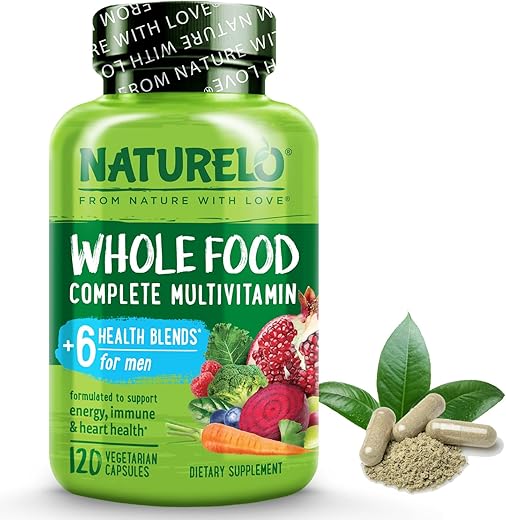 Multivitamínicos Masculinos – Multivitamínico de Alimentos Integrais para Homens com Vitaminas, Minerais – 120 Cápsulas Vegetarianas para Energia, Cérebro, Coração, Saúde Ocular - NATURELO