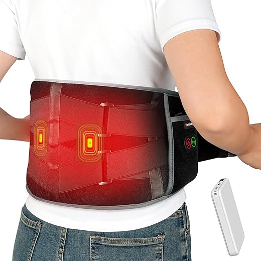 Aquecedor Portátil Comfytemp com Massageador para Alívio de Dor nas Costas, Massageador de Costas sem Fio Elegível para FSA HSA, Almofadas Térmicas Vestíveis para Cólicas com 3 Níveis de Calor, Desligamento Automático