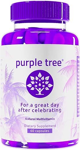 purple tree - Vitaminas pós-celebração da árvore roxa | Suporte ao fígado, repositor corporal, hidratação rápida | DHM, Cardo Mariano, Eletrólitos, Vitamina B, Casca de Salgueiro