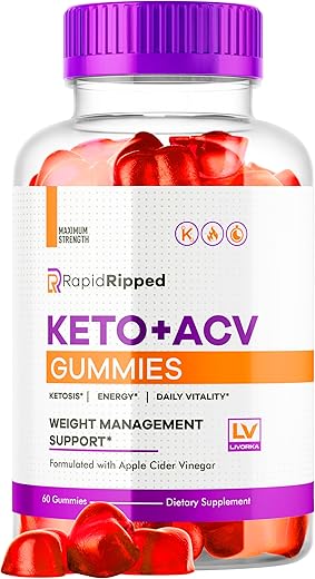 LIVORKA - Rapid Ripped Keto ACV Gummies – Gummies de Vinagre de Maçã e Cetose para um Mês – 60 Gummies