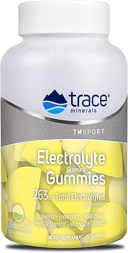 Gomas de Eletrólitos Stamina | Aumente Energia, Resistência, Resistência Muscular e Hidratação | Vegano | Limão Lima | 90 Unidades (30 Porções) - Trace Minerals