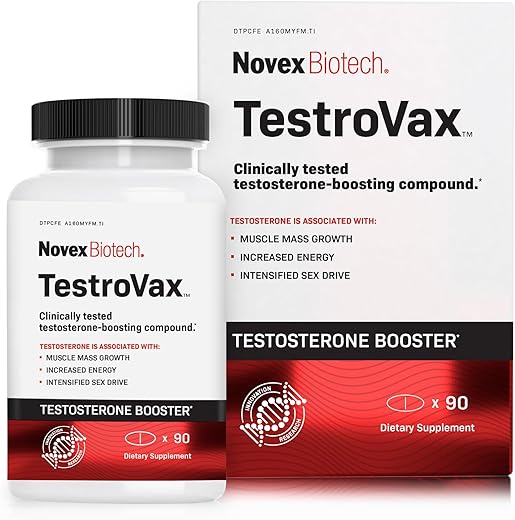 Novex Biotech - Testrovax, 90 Comprimidos – Melhor Estimulante de Testosterona para Homens – Vitaminas para Homens – Aumente a Testosterona – Estimulante de Testosterona – Aumento de Testosterona – 2700mg, 1 Pacote
