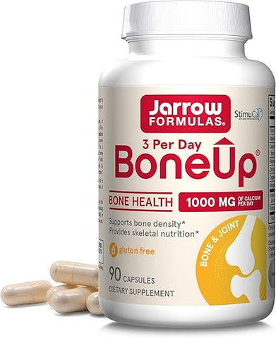 BoneUp Três Por Dia Para Suporte Ósseo e Nutrição Esquelética, Inclui Vitamina D3, K2 (como MK-7) e 1000 mg de Cálcio Por Dia, 90 Cápsulas, Fornecimento de 30 Dias - Jarrow Formulas