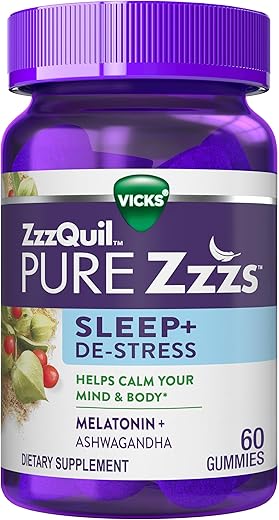 PURE Zzzs Gummies – Auxílio para Dormir com Melatonina e Ashwagandha, 60 Unidades - ZzzQuil