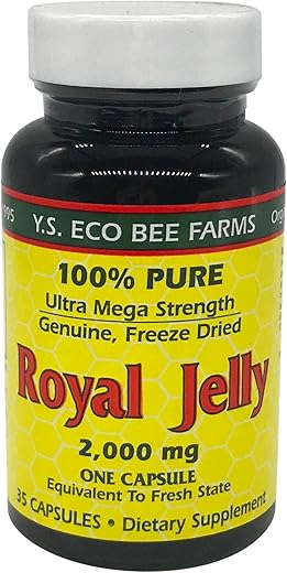 YS Eco Bee Farms - YS BEE Farms Cápsulas de Geléia Real Pura, 35 CT – 100% Natural e Nutritivo