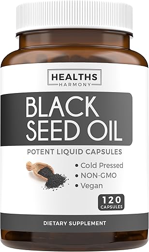 Healths Harmony - Óleo de Semente Negra – 120 Cápsulas Softgel para Saúde da Pele (Não-OGM)