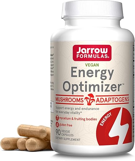 Energy Optimizer com Cordyceps, Reishi, Lions Mane, Shiitake, King Trumpet e Turkey Tail Mushrooms, Suplemento Dietético com Ashwagandha, 90 Cápsulas Vegetarianas - Jarrow Formulas