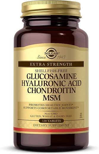 SOLGAR - Solgar Glucosamina Ácido Hialurônico Condroitina MSM, 120 Comprimidos – Suporte para Articulações Saudáveis