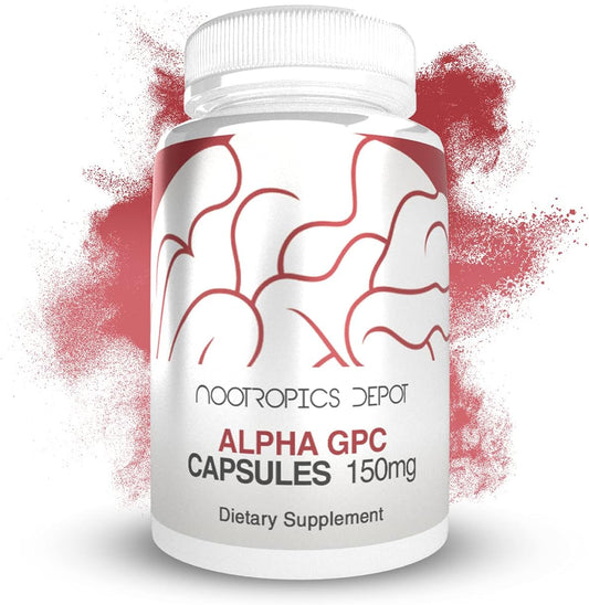Alpha GPC Cápsulas | 150mg | 60 Unidades | Suplemento de Colina | Saúde Cerebral | Função Cerebral Saudável | Melhora Cognição, Memória e Foco - Nootropics Depot
