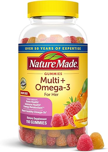 Multivitamínico Feminino com Ômega-3, Suporte Nutricional Diário para Mulheres, 150 Gomas, Suprimento de 75 Dias - Nature Made