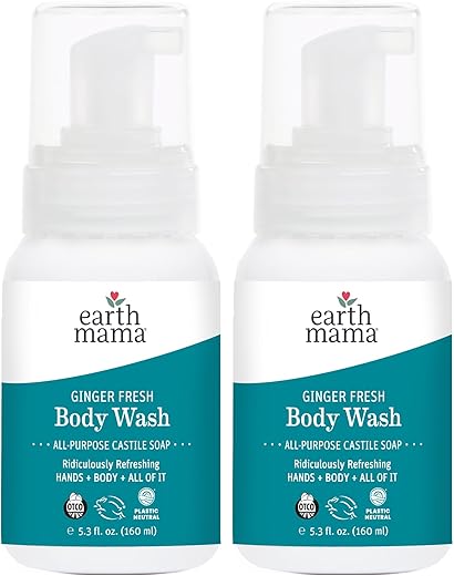 Sabonete Líquido de Gengibre Earth Mama para Pele Sensível – Óleo de Coco Orgânico, Manteiga de Karité, Calêndula – 100% Natural e Vegano