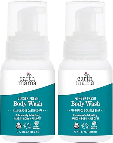 Sabonete Líquido de Gengibre Earth Mama para Pele Sensível – Óleo de Coco Orgânico, Manteiga de Karité, Calêndula – 100% Natural e Vegano