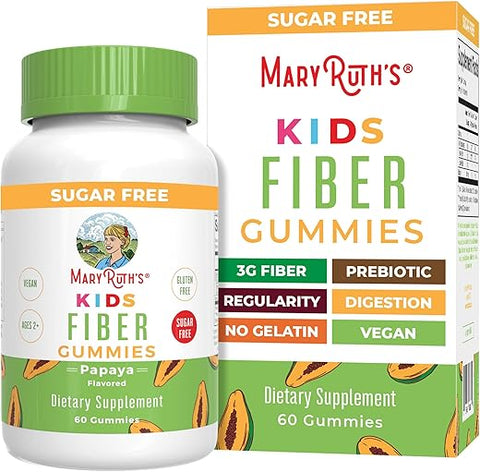 Suplemento Nutricional Infantil, 2 Meses de Fornecimento, Sem Açúcar, Prebiótico, para Crianças a partir de 2 anos, Suporte para Saúde Intestinal e Digestão, 3g de Fibra Solúvel por Goma, 60 Unidades - MaryRuth Organics
