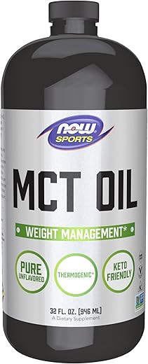 NOW Foods - Now Foods Óleo MCT 100%% 32 Onças (946 ml) – Potencialize sua saúde com o melhor óleo MCT