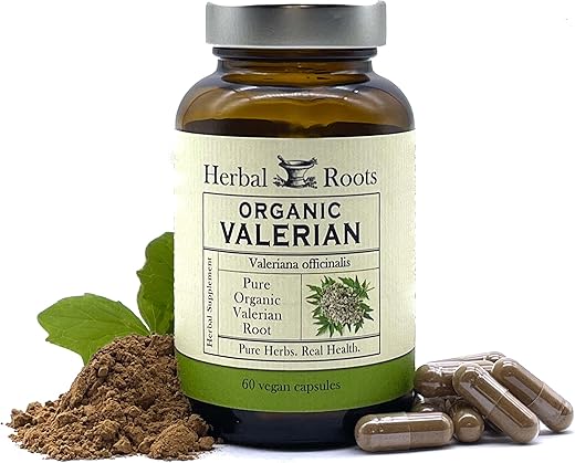 Cápsulas de Raiz de Valeriana Pura Orgânica Herbal Roots – 900 mg – Não Viciante sem Melatonina, Não-OGM – 60 Cápsulas Veganas, Suplemento Herbal