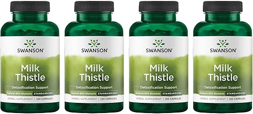 Milk Thistle – 100 Cápsulas – Suporte Herbal ao Fígado para Saúde Geral e Bem-Estar (4 Pacotes) - Swanson