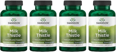 Milk Thistle – 100 Cápsulas – Suporte Herbal ao Fígado para Saúde Geral e Bem-Estar (4 Pacotes) - Swanson