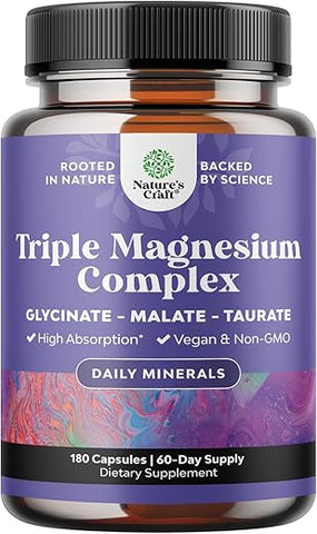 Natures Craft - Complexo de Magnésio Triplo Elemental – Magnésio Taurato de Alta Absorção – 100g