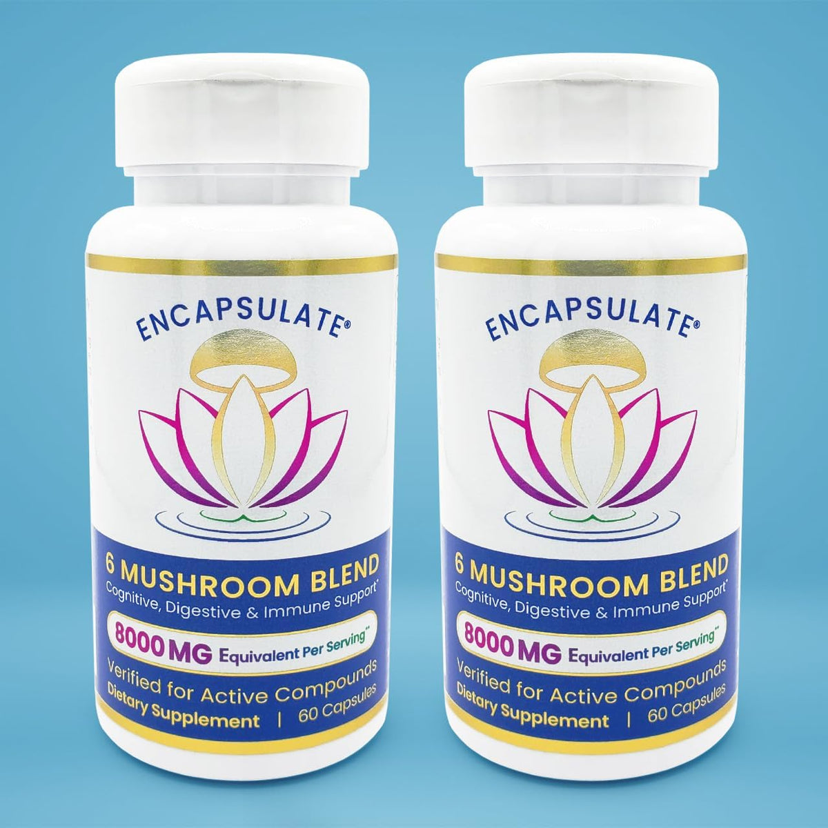 ENCAPSULATE - Blend de 6 Cogumelos – Reishi, Chaga, Turkey Tail, Cordyceps, Lion’s Mane | Encapsulate