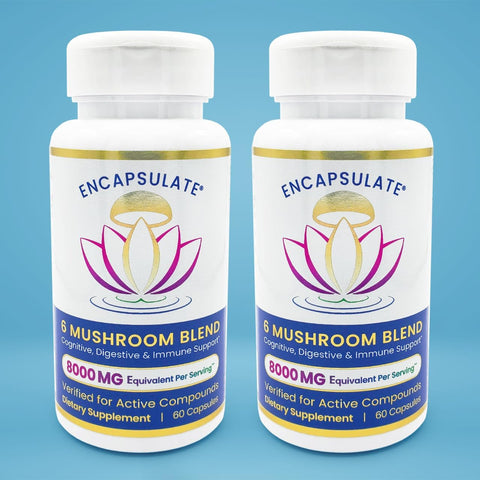 ENCAPSULATE - Blend de 6 Cogumelos – Reishi, Chaga, Turkey Tail, Cordyceps, Lion’s Mane | Encapsulate