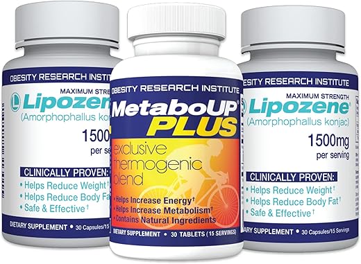 2 Frascos com 30 Cápsulas Cada + 1 Frasco com 30 Cápsulas de MetaboUp Plus | Perda de Peso Eficaz - Lipozene
