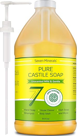 Seven Minerals - Sabonete Líquido Puro Castela – Sem Óleo de Palma, Livre de Transgênicos – Suave para Pele Sensível : [nome da marca]