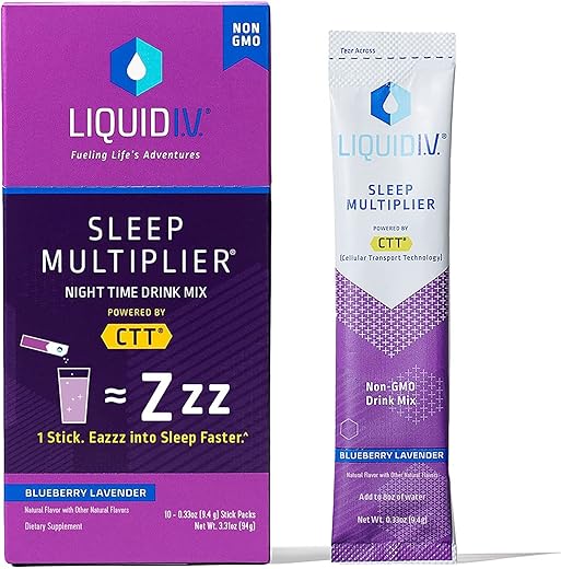 Hydration Multiplier® Sleep – Blueberry Lavender – Pó para Bebida de Reposição de Eletrólitos | Embalagem com Sachês de Dose Única | Não-OGM | 1 Pacote (10 Porções) - Liquid I.V.